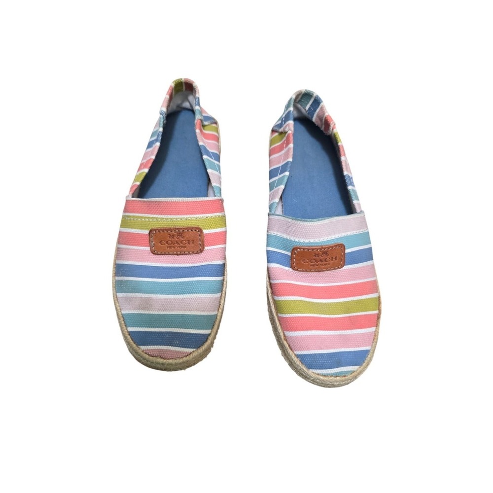 Coach Women's Striped Canvas Espadrilles Slip-On Shoes Multicolor Size 6B